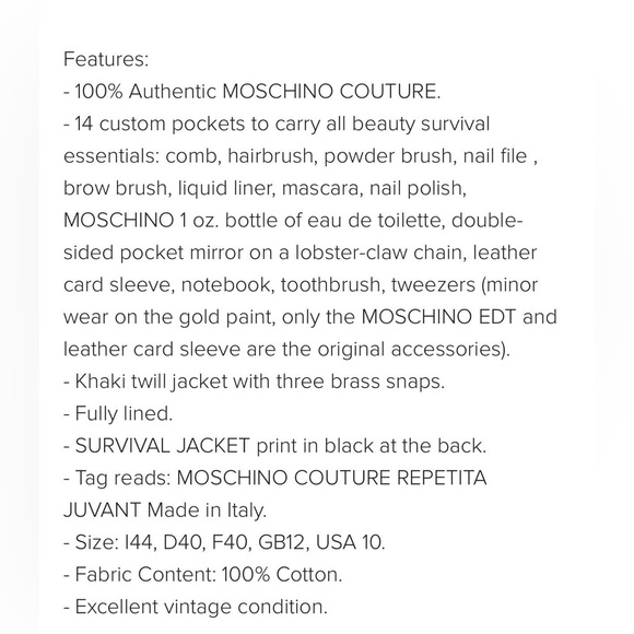 Vintage Rare 90s MOSCHINO COUTURE Survival Military Survival Jacket - Picture 9 of 10